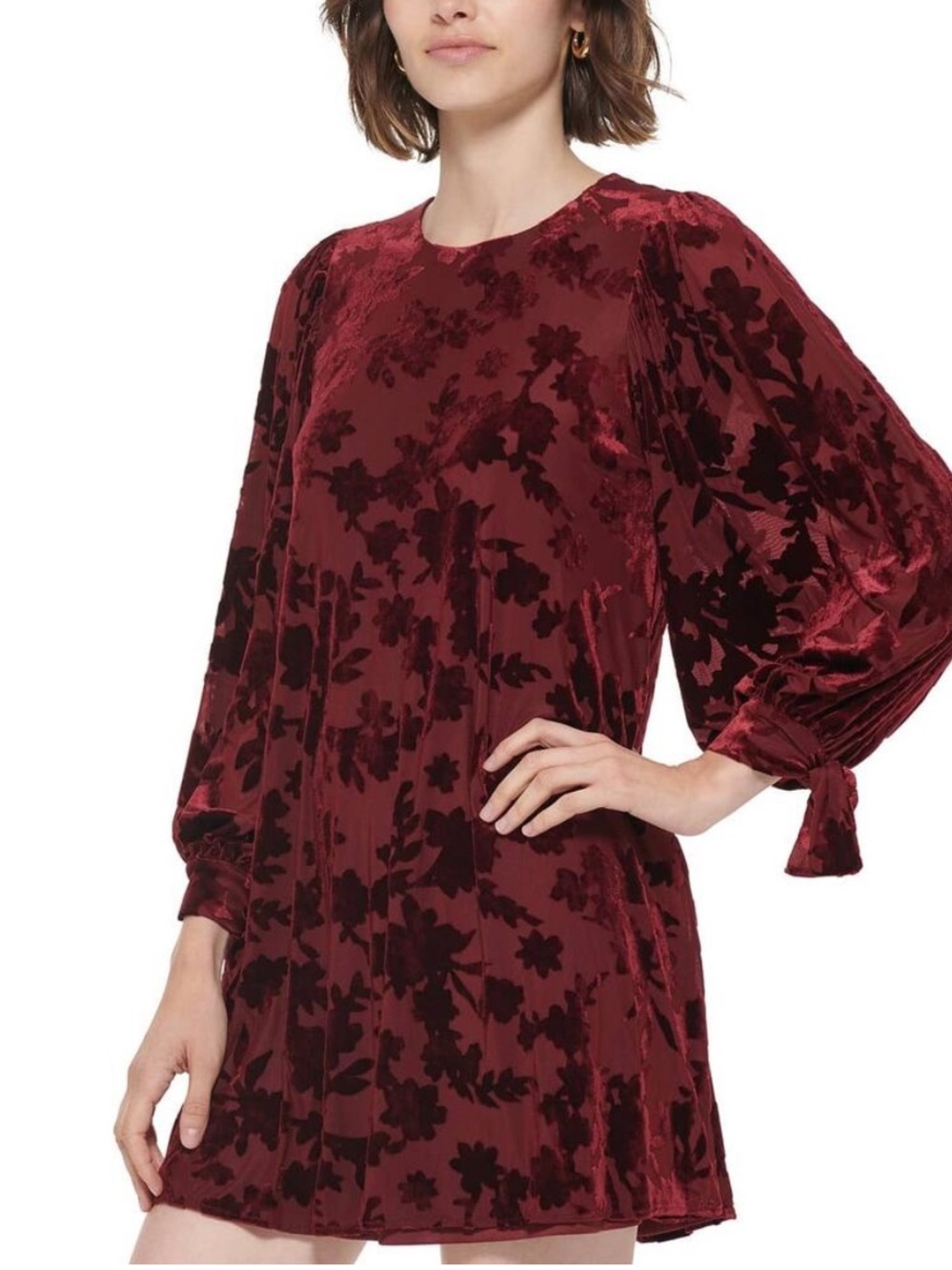 Calvin Klein Maroon and Black Floral Dress